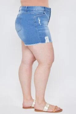 Women's Plus Curvy High-Rise Frayed Hem Shorts -Wana Fashion Shop XS256741 M2649 3