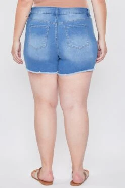 Women's Plus Curvy High-Rise Frayed Hem Shorts -Wana Fashion Shop XS256741 M2649 4
