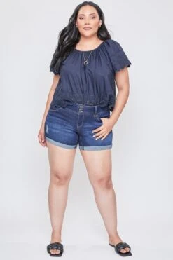 Women's Plus Size Sustainable WannaBettaButt Mid Rise Cuffed Shorts -Wana Fashion Shop XS257942 S2658 1 RP