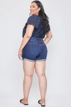 Women's Plus Size Sustainable WannaBettaButt Mid Rise Cuffed Shorts -Wana Fashion Shop XS257942 S2658 3 RP