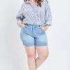 Women's Plus Size Basic 2-Button Side Slit Hem Shorts -Wana Fashion Shop XS271141 L1952 1