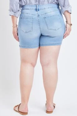 Women's Plus Size Basic 2-Button Side Slit Hem Shorts -Wana Fashion Shop XS271141 L1952 3