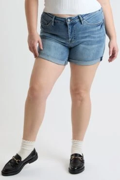 Women's Plus High Rise Premium Stretch Fold-Over Cuff Shorts -Wana Fashion Shop XS314960 35T 1