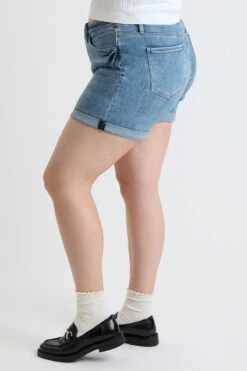 Women's Plus High Rise Premium Stretch Fold-Over Cuff Shorts -Wana Fashion Shop XS314960 35T 2