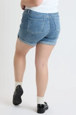 Women's Plus High Rise Premium Stretch Fold-Over Cuff Shorts -Wana Fashion Shop XS314960 35T 3