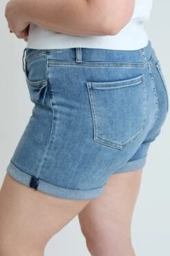 Women's Plus High Rise Premium Stretch Fold-Over Cuff Shorts -Wana Fashion Shop XS314960 35T 5