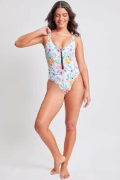 Rays N’ Waves Zip Up One Piece Swimsuit 11 Rays N’ Waves Zip Up One Piece Swimsuit -Wana Fashion Shop YOP 134 FLORALPRINT 1