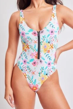 Rays N’ Waves Zip Up One Piece Swimsuit 12 Rays N’ Waves Zip Up One Piece Swimsuit -Wana Fashion Shop YOP 134 FLORALPRINT 3