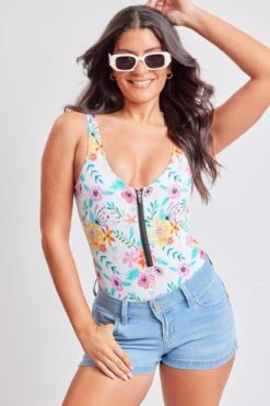 Rays N’ Waves Zip Up One Piece Swimsuit 15 Rays N’ Waves Zip Up One Piece Swimsuit -Wana Fashion Shop YOP 134 FLORALPRINT 6