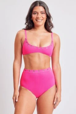 Life’s A Beach Grommet Trim Bralette Bikini 14 Life’s A Beach Grommet Trim Bralette Bikini -Wana Fashion Shop YQG 630 HOT BUBBBLE GUM 2