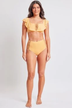 Heart & Sol Off Shoulder Flounce Bikini -Wana Fashion Shop YQGBK007 ORNGE 1