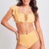 Heart & Sol Off Shoulder Flounce Bikini -Wana Fashion Shop YQGBK007 ORNGE 2