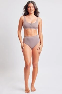 Bae Watch Zip Up Bikini -Wana Fashion Shop YQGBK094 TAUPE 1 40d1e3ad c624 4d95 9dcb abe9497d27c6